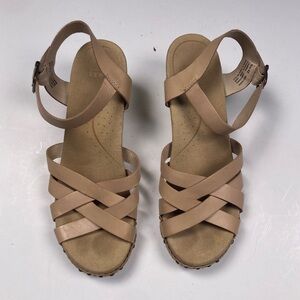DANSKO Tan Leather Open Toe Strappy Open Heel Sandal